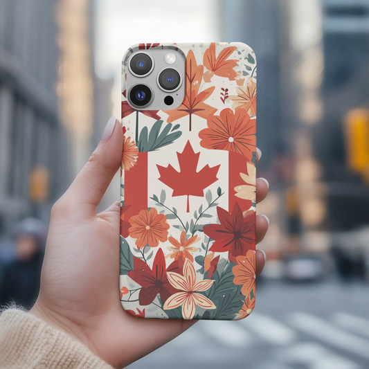 Rustic Floral Canadian Flag Graphic Tough Phone Case for iPhone