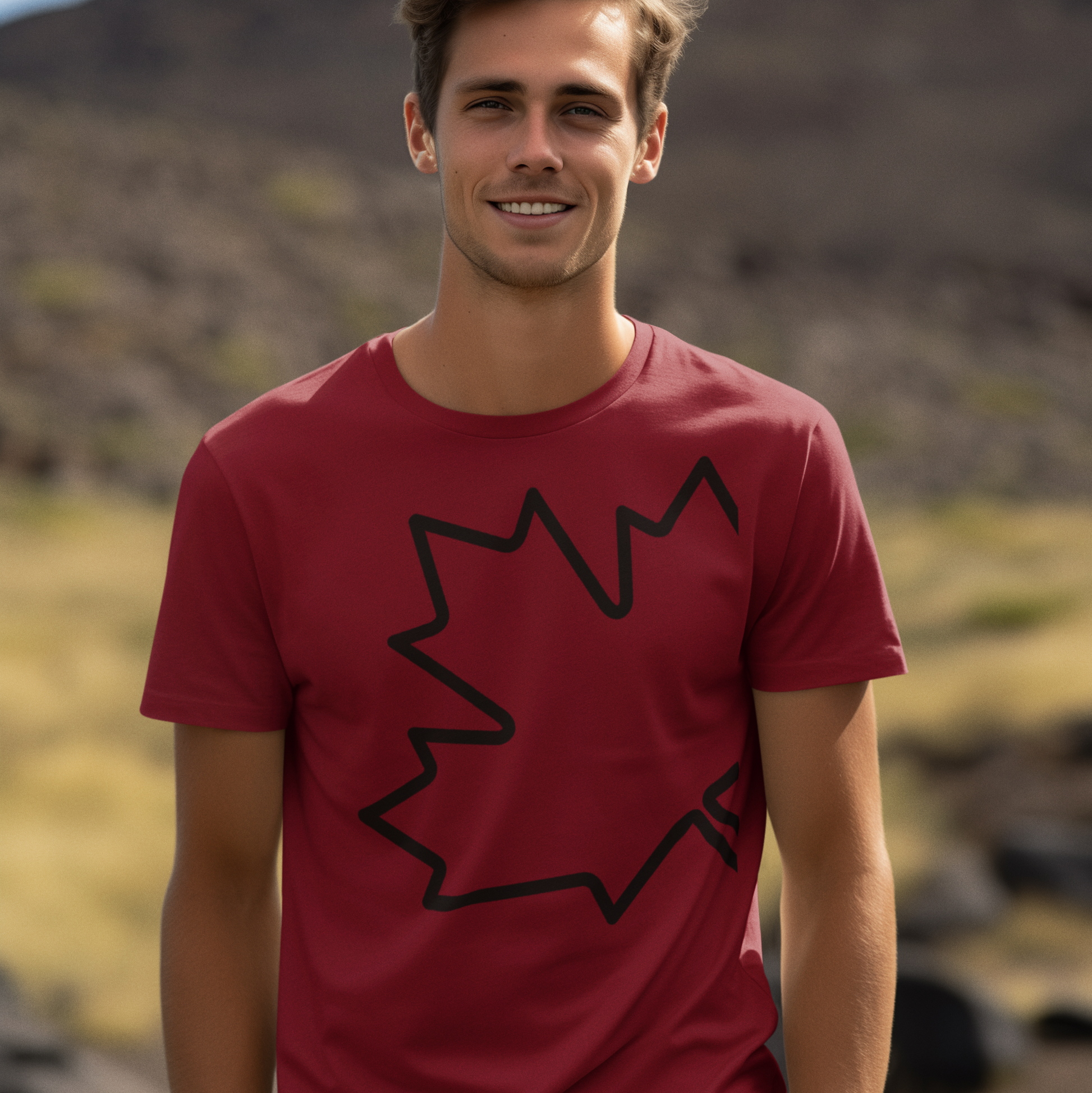 Simple Maple Leaf Graphic Short Sleeve T-Shirt (Sleeve Graphic)