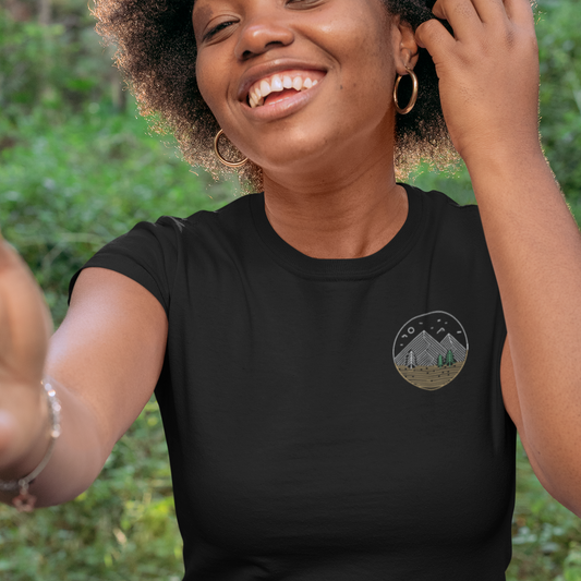 Steadfast Like The Mountains Embroidered Short Sleeve T-Shirt