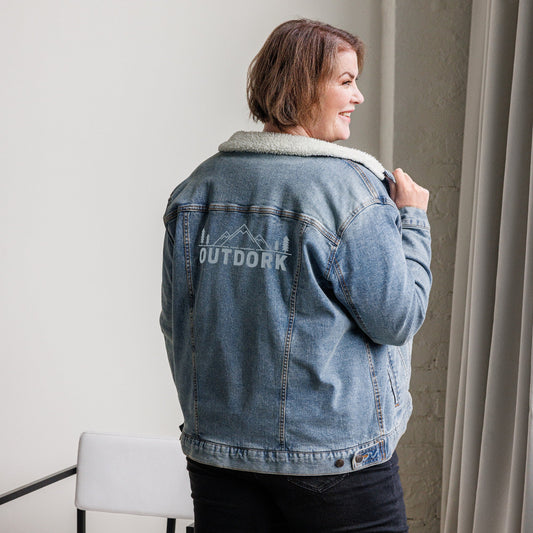 OUTDORK Mountainscape Embroidered Denim Sherpa Jacket